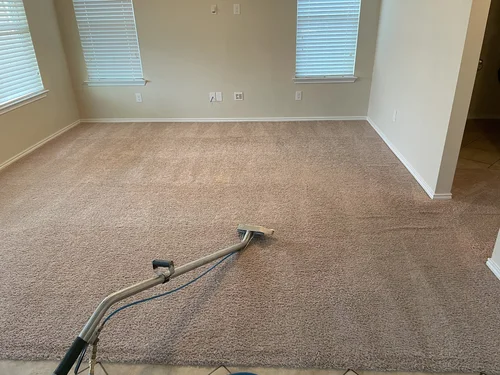 Carpet extraction wand in an empty residential room